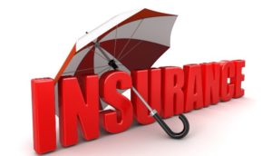 Image of the word "Insurance" with a red and white umbrella leaning through it