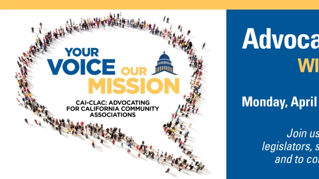 A thought bubble made of people with the words "Your Voice Our Mission" in them. And Advocacy Week 2023 with CAI-CLAC April 24 - April 27, 2023